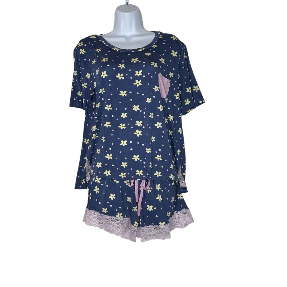 NWOT Honeydew Womens Sleep Short Set Medium Floral Lace Detail Loungewear